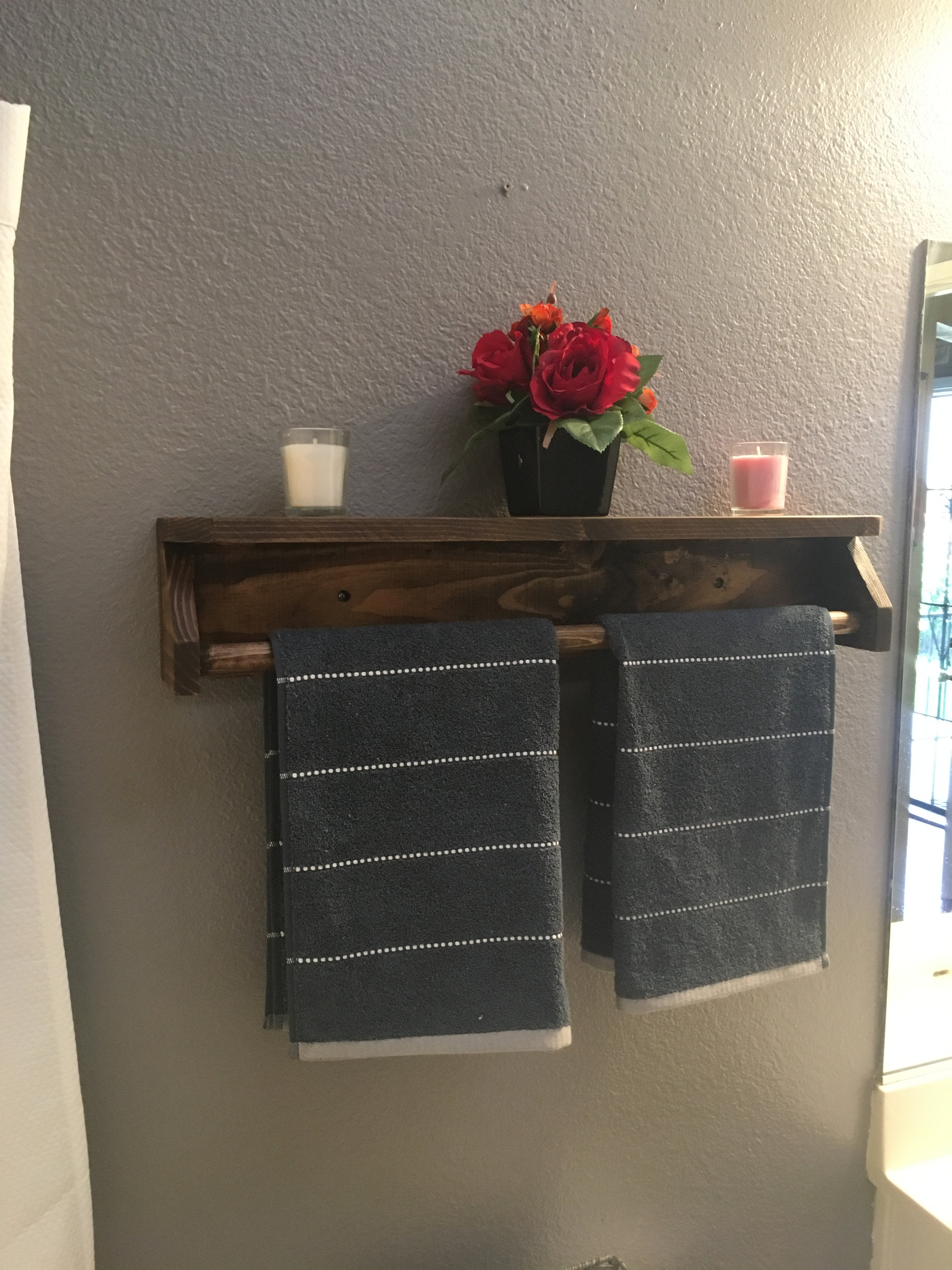 Towel Rack Wooden Towel Rack Bathroom Rack Custom Rustic - Etsy