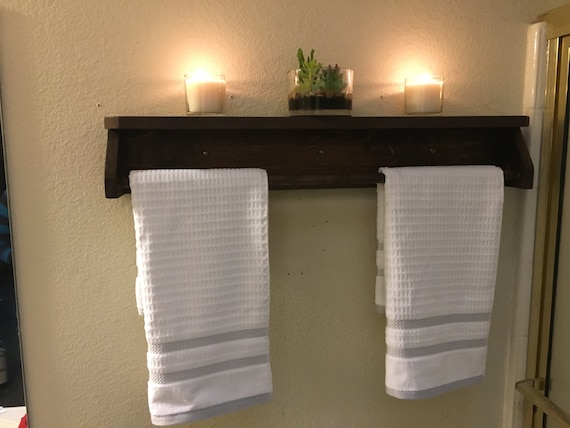 wooden towel shelf for bathroom