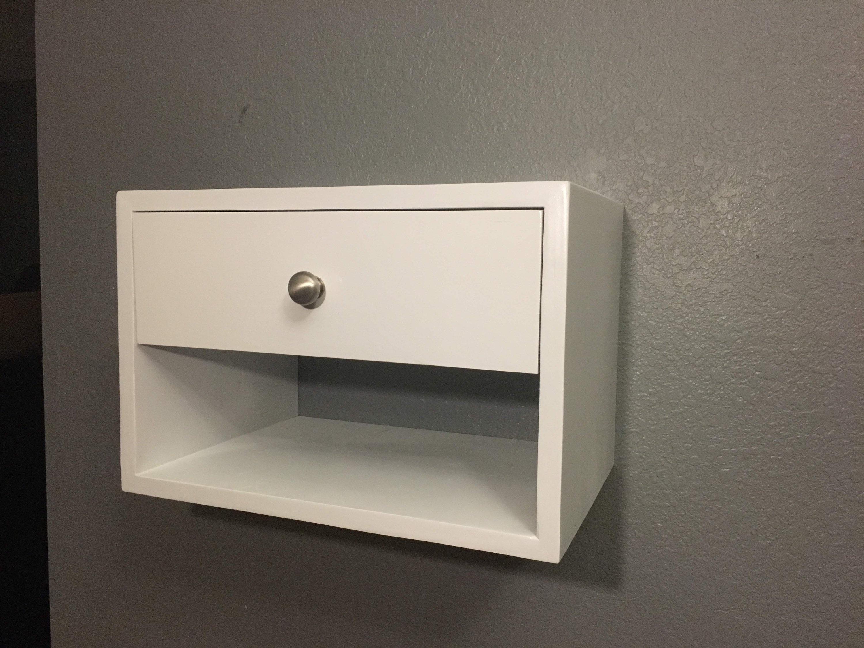 White Floating Nightstand With Drawer Etsy