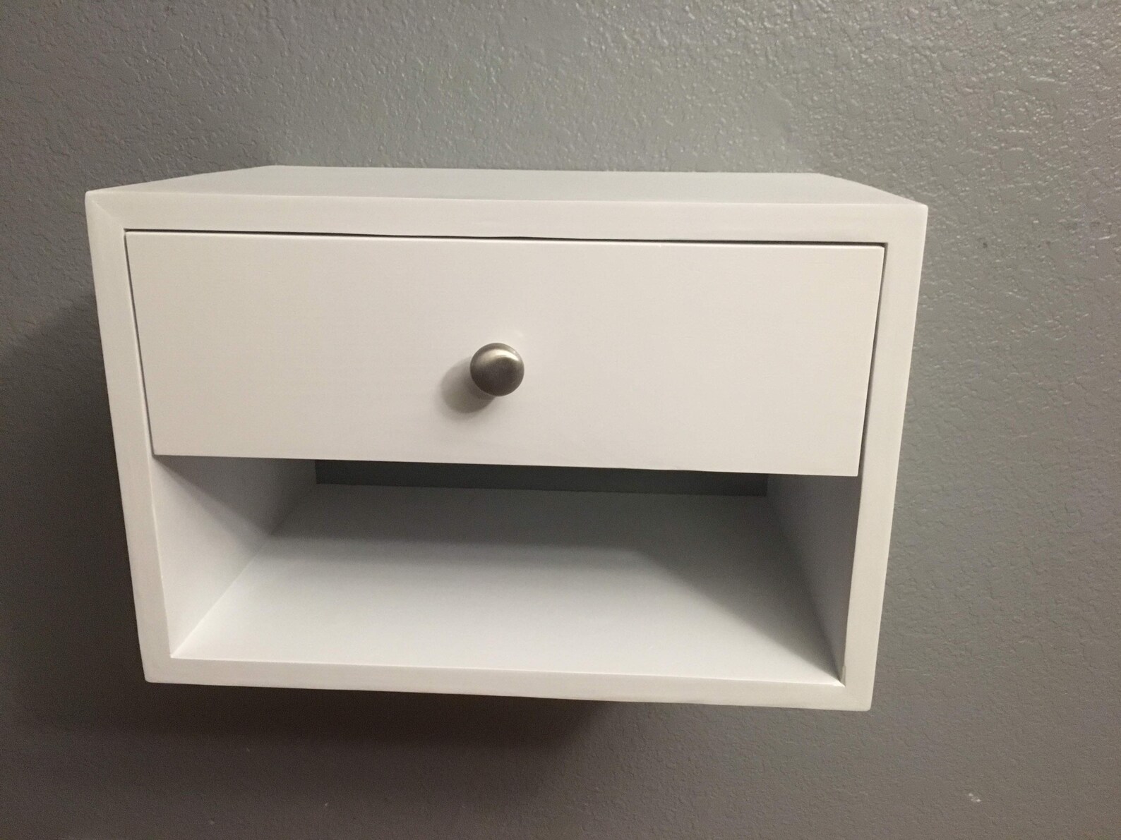 White Floating Nightstand With Drawer Etsy