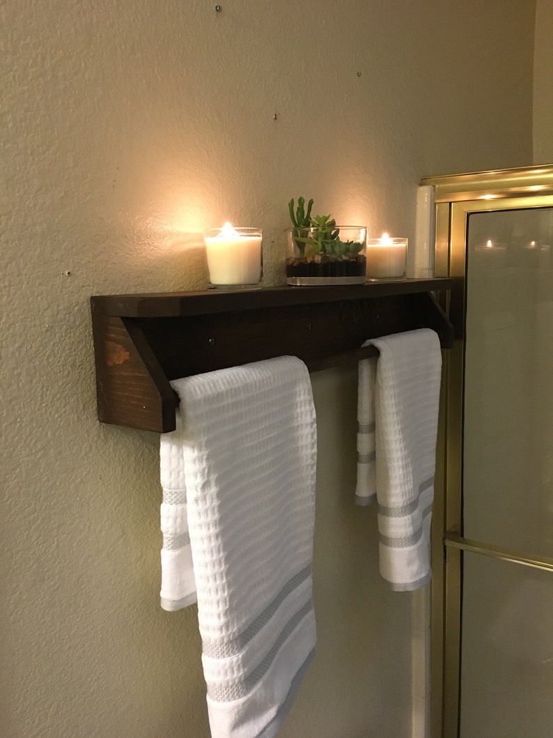 Toallero de toallas toallero de madera estante de baño | Etsy