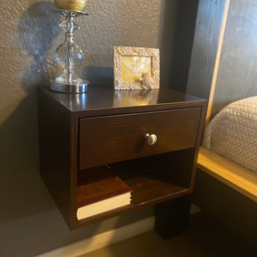 Narrow Floating Nightstand in Maple Wood With 1 2 or 3 Etsy