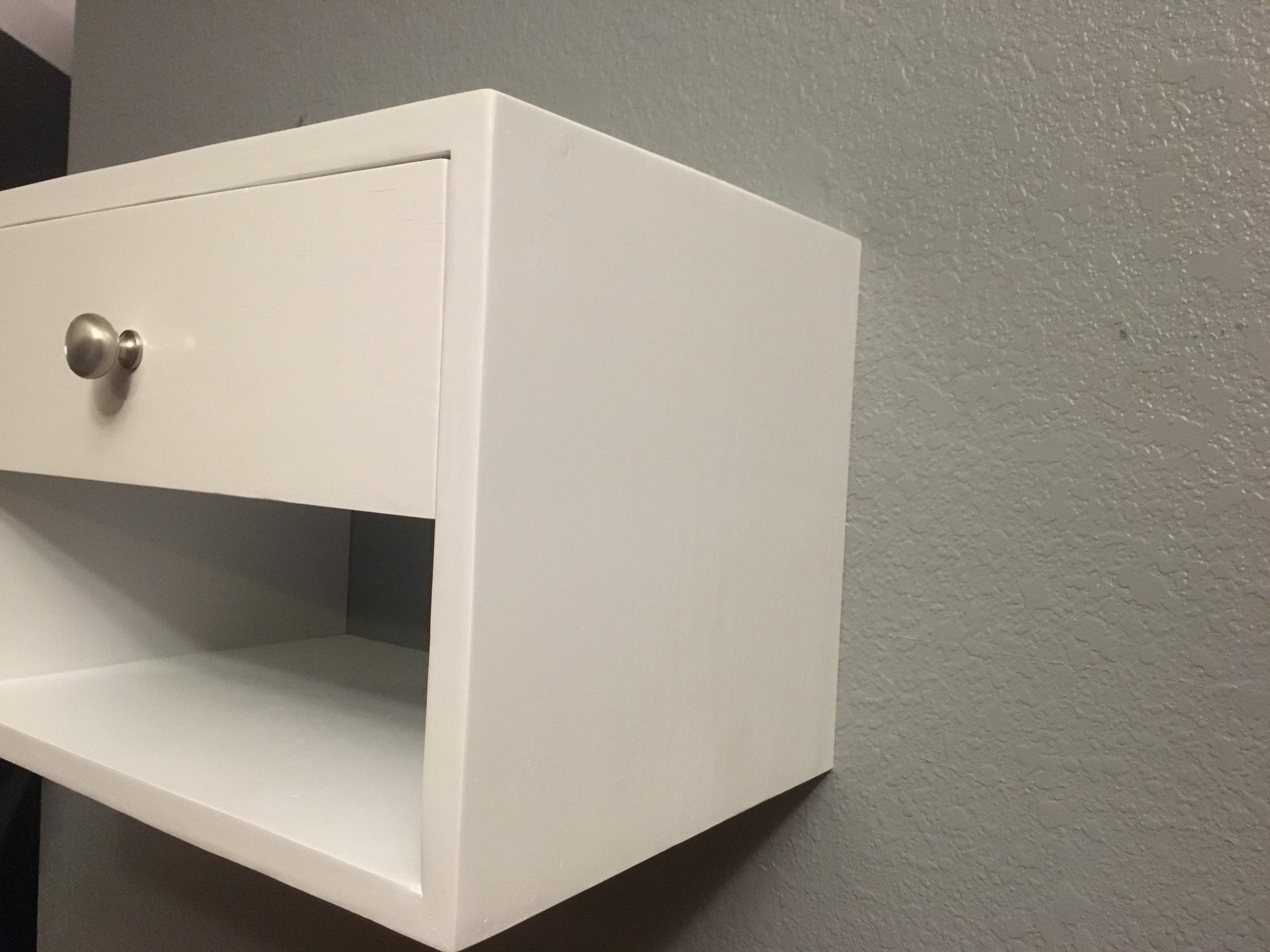 White Floating Nightstand With Drawer Etsy