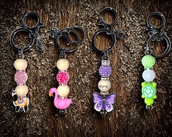 Beaded Creature Keychain: Llama, Flamingo, Butterfly, Turtle