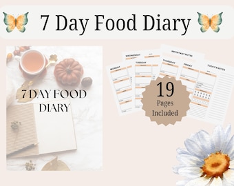 7 Day Food Diary- Tracking Your Health! - Instant Download