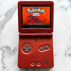 Gameboy Advance SP IPS V5 | Modifierad GBA SP-konsol | Ruby Groudon-inspirerad utgåva