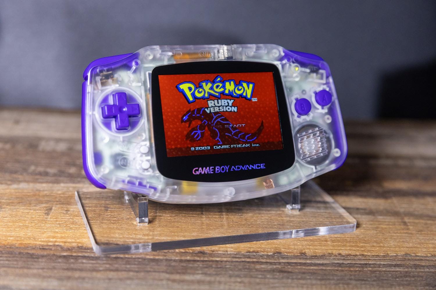 Custom Game Boy Advance (GBA) | Clear Shell Purple Accents | IPS V5 ...