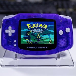 Custom Game Boy Advance (GBA) | Transparent Purple Shell | IPS V5 Backlit Screen Console
