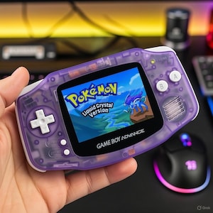 Gameboy Advance IPS V5 / Consola GBA modificada a medida / Edición púrpura transparente