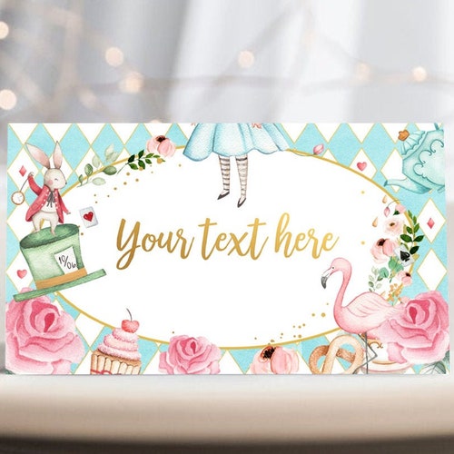 Editable Alice in Wonderland Food Labels Alice Place Card Tent Etsy UK