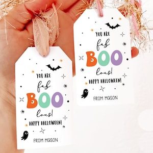 Editable Halloween Favor Tags Ghost Gift Tags fab BOO lous Teacher Appreciation Ghost Treat Tag Digital Download Template Printable 0261