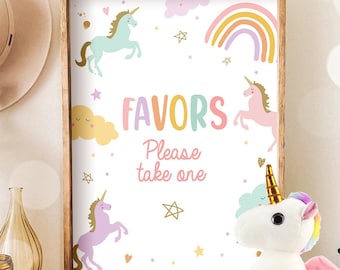 Favors Sign Unicorn Birthday Party Sign Unicorn Party Sweet Table Sign Rainbow Girl Pastel Unicorn Favors Download Digital Printable 0426