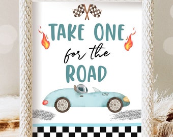Take One For The Road Favors Sign Race Car Birthday Party Growing Up Two Fast Birthday 2nd Decor Racing Blue Boy Download Printable 0424