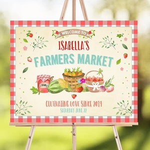 Editable Farmers Market Welcome Sign Birthday Baby Shower Farm Party Decor Fruits Market Locally Grown Digital Template Printable 0144