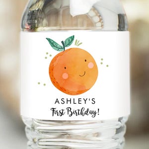 Editable Little Cutie Water Bottle Label First Birthday Party Baby Shower Clementine Cuties Orange Digital Download Template Printable 0330