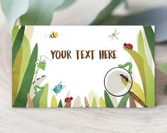 Editable Food Labels Bug Birthday Insect Party Place Card Tent Card Insert Card Bug Boy Bug hunt Bug Party Outdoor Template Printable 0090