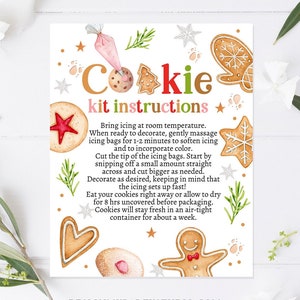 Editable Cookie Kit instructions Cookie Decorating Party DIY Cookie Kit Christmas Family Winter Digital Download Template Printable 0358