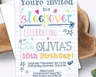 Bearbeitbare Sleepover Party Einladung Slumber Party Pyjamas Mädchen Geburtstag Rosa Filmnacht Digitaler Download Evite Template Printable 0275