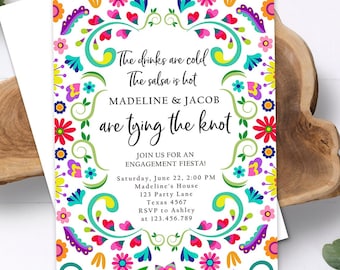 Editable Fiesta Engagement Invitation Mexico Couples Shower Bridal Mexico Wedding Shower Floral Digital Evite Template Printable 0466