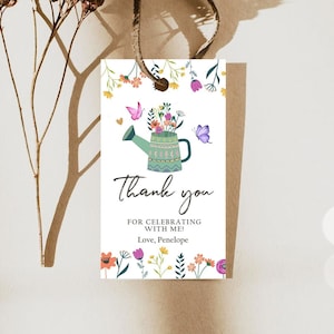 Editable Wildflower Favor Tags Wildflower Thank You Tags Girl 1st Birthday Garden Party Gift Tag Butterfly Boho Digital Corjl Template 0396