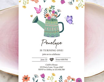 Editable Wildflowers Birthday Invitation Wild Flowers Girl First Birthday Garden Birthday Party Download Digital Template Printable 0396