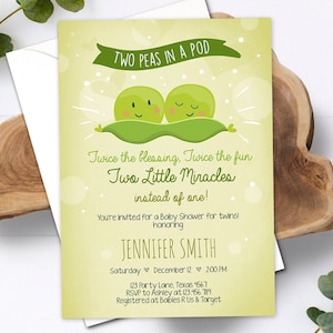 Editable Two Peas In a Pod Baby Shower Invitation Twin Baby Shower Green Gender Neutral Sweet Pea Download Evite Template Printable 0020