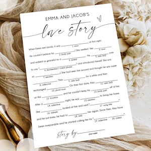 Editable Love Story Funny Bridal Shower Game Minimalist Modern Wedding Activity Couples Wedding Activity Digital Template Printable 0493