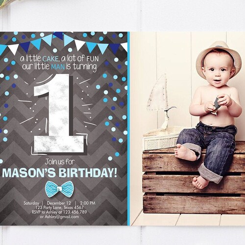 EDITABLE 1st Birthday Invitation Boy Invite Corjl Template Etsy