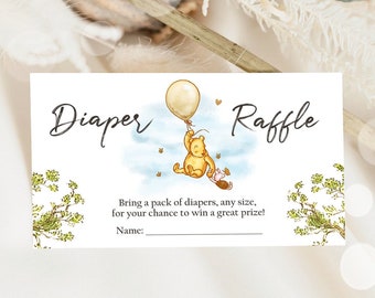 WINNIE Winnie the Pooh Diaper Raffle Ticket Baby Shower - Etsy
