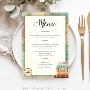 Edytowalna Karta Menu Przygody Podróżniczej Ślub Wieczór Panieński Urodziny Podróż do Pani Party Pobierz Szablon Corjl Do Wydrukowania 0044