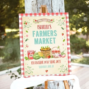 Editable Farmers Market Welcome Sign Birthday Baby Shower Farm Party Decor Fruits Market Locally Grown Poster Download Corjl Template 0144