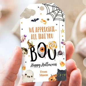 Editable Halloween Favor Tags Ghost Gift Tags All That you BOO Teacher Appreciation Ghost Treat Tag Digital Download Template Printable 0261