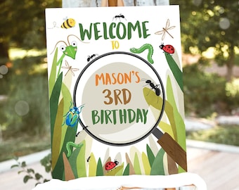 Editable Bug Birthday Welcome Sign Boy Bug Party Outdoor Bug Hunt Birthday Sign Table Sign Bugging Download Corjl Template PRINTABLE 0090