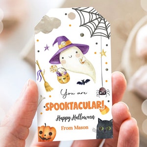 Editable Halloween Favor Tags Ghost Gift Tags You are Spooktacular Appreciation Cute Ghost Treat Digital Download Template Printable  0261