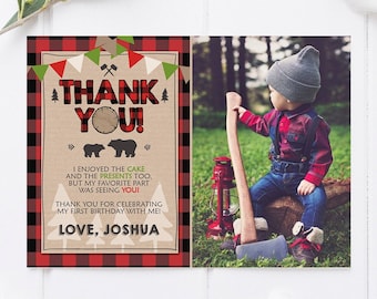 Rustic Thank You Card Red Buffalo Plaid Thank You Card - Etsy