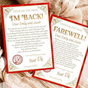 Editable Elf Arrival Letter Return Letter Christmas Elf I'm Back Elf Welcome Goodbye Farewell Elf Letters Digital Template Printable 0497