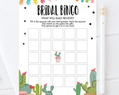Editable Bridal Bingo Bridal Shower Game Cactus Fiesta Mexican Coed Shower Games Succulent Wedding Activity Digital Template Printable 0254