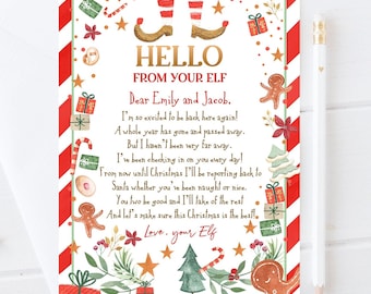Carta de Chegada do Elfo Editável Carta de Retorno do Elfo de Natal Elfo de Natal Estou de Volta Elfo de Natal Carta do Seu Elfo Modelo Imprimível 0358