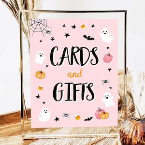 Cards And Gifts Sign Table Decor Pink Halloween Ghost Party Sign Pink Ghost Spooktacular Halloween Birthday Digital Download Printable 0418