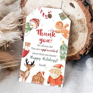 Bearbeitbar Danke für alles, was Sie tun Favor Tag Weihnachtsgeschenk Urlaub Wertschätzung Lehrer Familie Mitarbeiter Digitale Vorlage Printable 0443 0445