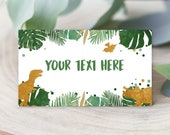 Editable Dinosaur Food Labels Dinosaur Party Place Card Tent Card Escort Card Green and Gold Dino Birthday Boy T-Rex Corjl Template 0146 Il_170x135