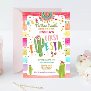 Editable Fiesta Birthday Invitation Cactus Succulent First Birthday Party Girl ANY AGE Mexican Digtal Download Evite Template Printable 0134