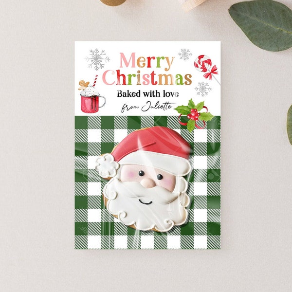 Editable Personalized Cookie Card Merry Christmas Cookie Card Gift Tag Mini Cookie Packaging Printable Instant Download Template Corjl 0358