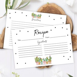 Cartes de recette modifiables Fiesta Cactus Shower nuptiale Fiesta bébé succulente mexicaine recto-verso 4 x 6 téléchargement numérique modèle imprimable 0254