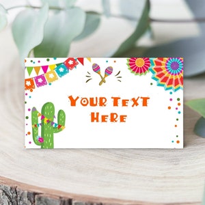 Bewerkbare Fiesta Cactus Voedseletiketten Fiesta Party Plaatskaart Tentkaart Verjaardag Babyshower Mexicaanse Fiesta Confetti Decor Corjl-sjabloon 0045
