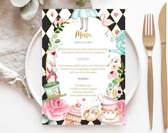 Alice in Wonderland Bar Menu Template - Etsy