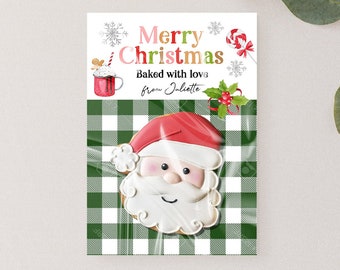 Editable Personalized Cookie Card Merry Christmas Cookie Card Gift Tag Mini Cookie Packaging Printable Instant Download Template Corjl 0358