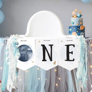 Outer Space High Chair Banner, First Trip Around the Sun Birthday Decor, Printable 0357