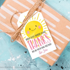 Editable Teacher Appreciation Gift Tags Sunshine Thank You Tag Schools Out Summer End of Year Tag Digital Template Printable 0141 0464