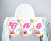 Retro Surf High Chair Banner Girl Big One Birthday Party 1st First Birthday 70s ONE Van Beach Party Surfboard Decor PRINTABLE Digital 0433 Il_170x135